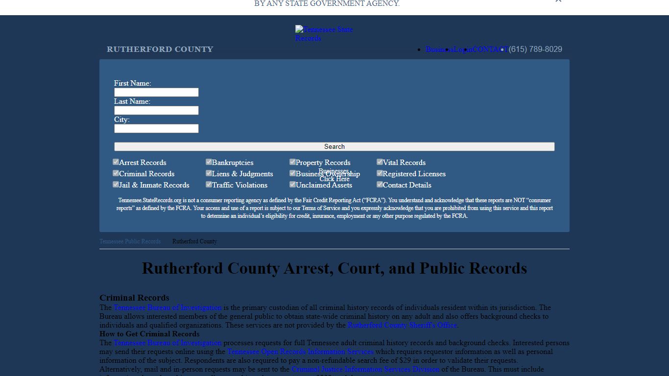 Rutherford County Arrest, Court, and Public Records