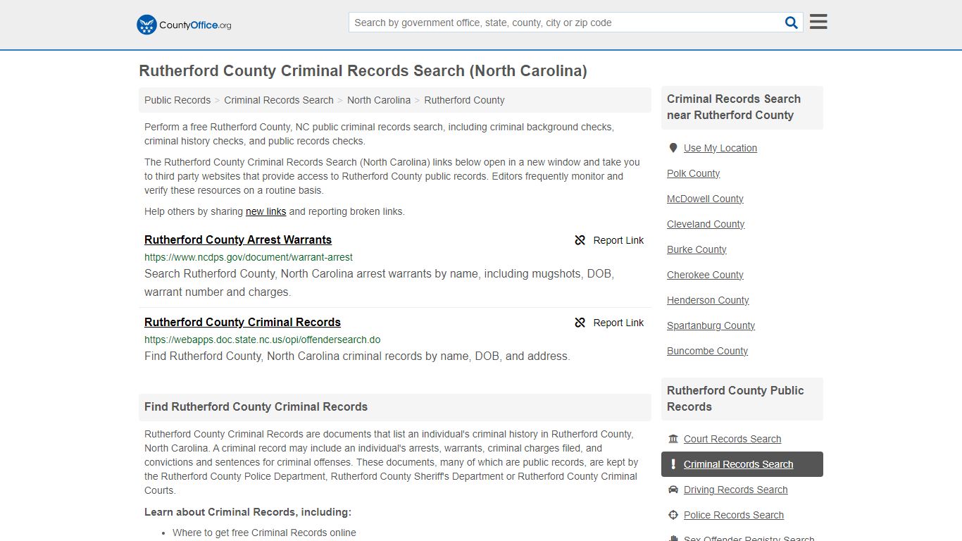 Rutherford County Criminal Records Search (North Carolina) - County Office